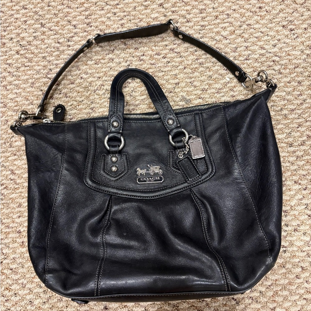 Coach Black Leather Vintage Shoulder Tote
